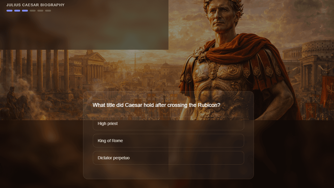 Reveal Game screenshot — try the Julius Caesar set